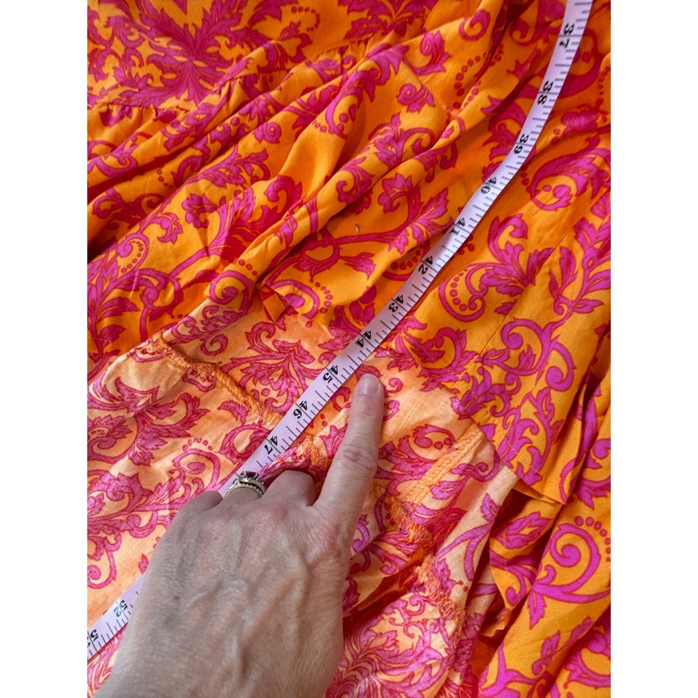 Abel The Label Maxi Dress Orange Pink Womens L Flattering Boho Summer Vacay - Picture 10 of 11